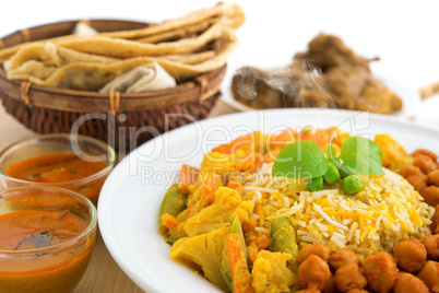 Biryani rice and chapati