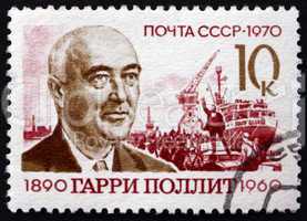 postage stamp russia 1970 harry pollitt, british labor leader