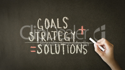 Goals, Strategy, Solutions chalk drawing
