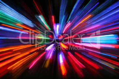 Abstract pattern of red and blue light stripes