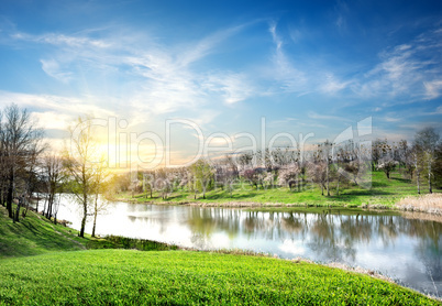 Spring landscape with river