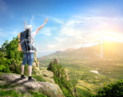 Tourist with in mountains