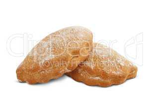 baked biscuits on a white background