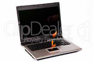 Laptop with flame on touchpad
