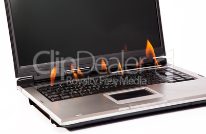 Laptop with flame