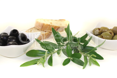 frische Oliven mit Brot