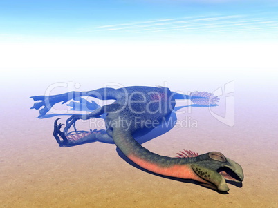 Dead gigantoraptor dinosaur - 3D render