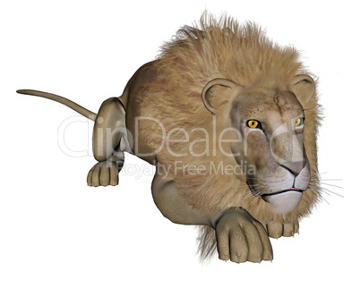 Lion hunting - 3D render