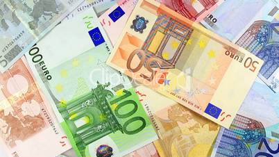 Euro banknotes spinning