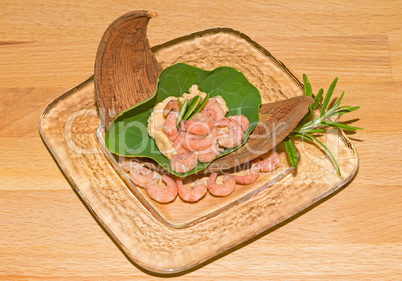 Shrimps on a glass plate