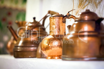 copper pots inside a traditional house