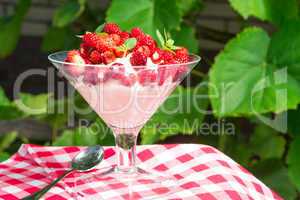 woodland strawberry with whipped cream