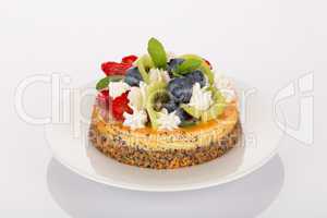 Cheesecake, strawberry, blueberry and kiwi