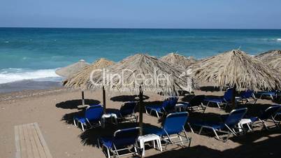 The beach on Ionian Sea at luxury hotel, Peloponnes, Greece