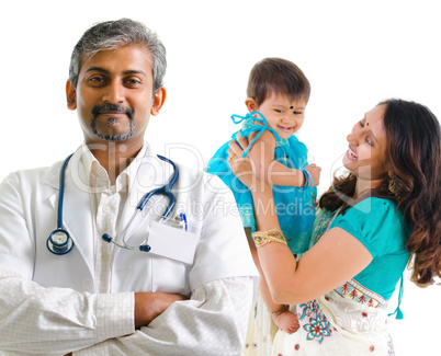 Indian medical doctor and patient family