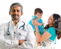 Indian medical doctor and patient family
