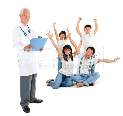 Asian senior medical doctor and patient family