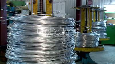 Spools with a thick wire in the production department of nails