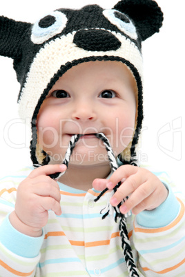 beautiful laughing happy baby boy looking at the camera