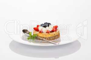 Cheese-cake, strawberry and blueberry