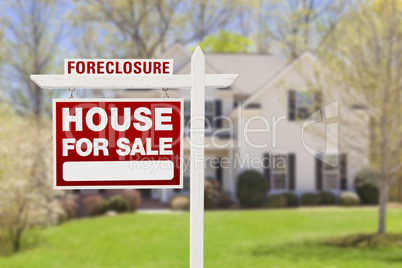 Foreclosure Home For Sale Sign in Front of House