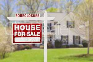 Foreclosure Home For Sale Sign in Front of House