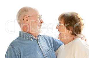 Happy Senior Couple Laughing on White