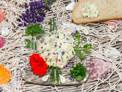 Delicious herb butter with bread