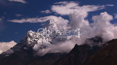 View of Ama Dablam peak in Himalayas.