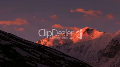 Time Lapse. Annapurna III peak (7555 m) at sunrise.