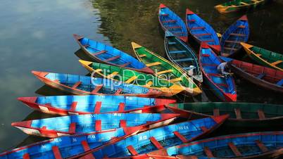 Multicolored boats.