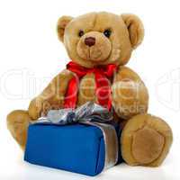 Toy bear with gift