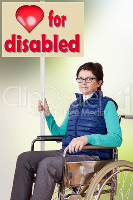 Wheelchair user, demonstrates for their situation