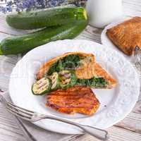 grilled steaks with puff pastry bag and zucchini
