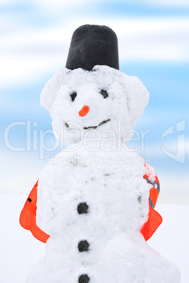 snowman with warning vest