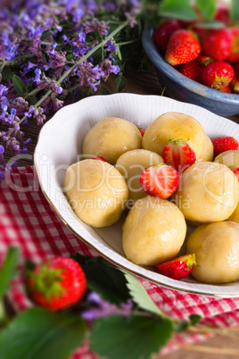 dumplings with strawberries