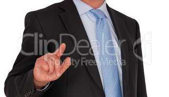 Man with Touchscreen - white background