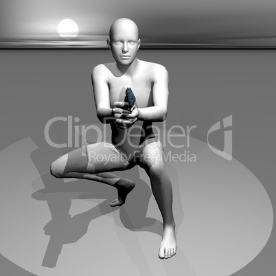 Man with a gun - 3D render
