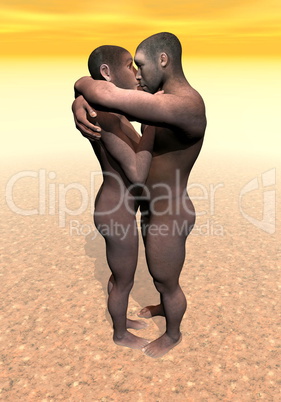 Homo erectus couple - 3D render