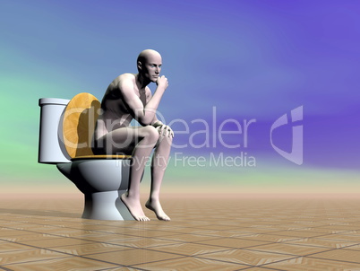 On the toilet - 3D render