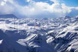 speed flying in winter mountains