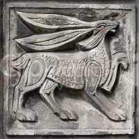old bas-relief of fairytale hare