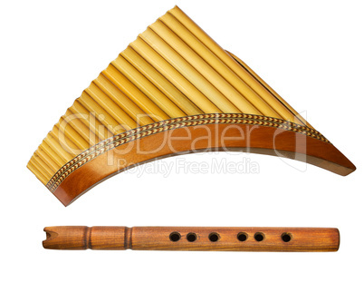 two traditional wooden flutes
