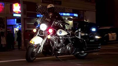 A police motorcade. Patrol Police motorcycle.