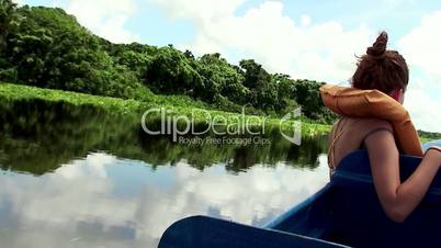 the girl in the boat races on the Orinoco River