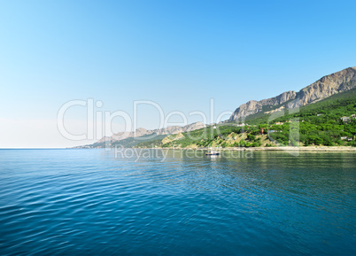 Blue bay in mountains