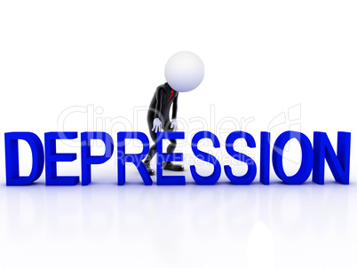 Depression 3d man sad on white background