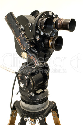 The movie camera and tripod.