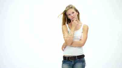 HD1080 Young sexy blond happy woman posing.