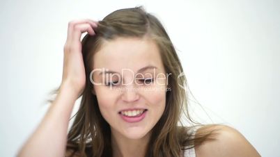 HD1080 Young woman emotional face. Close Up. Part1
